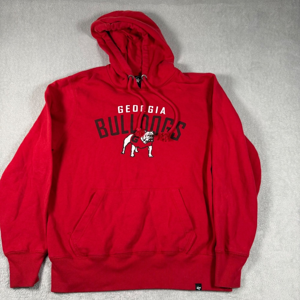 '47 Georgia Bulldogs Hoodie Mens Medium Red NCAA UGA Mascot Pullover Sweatshirt